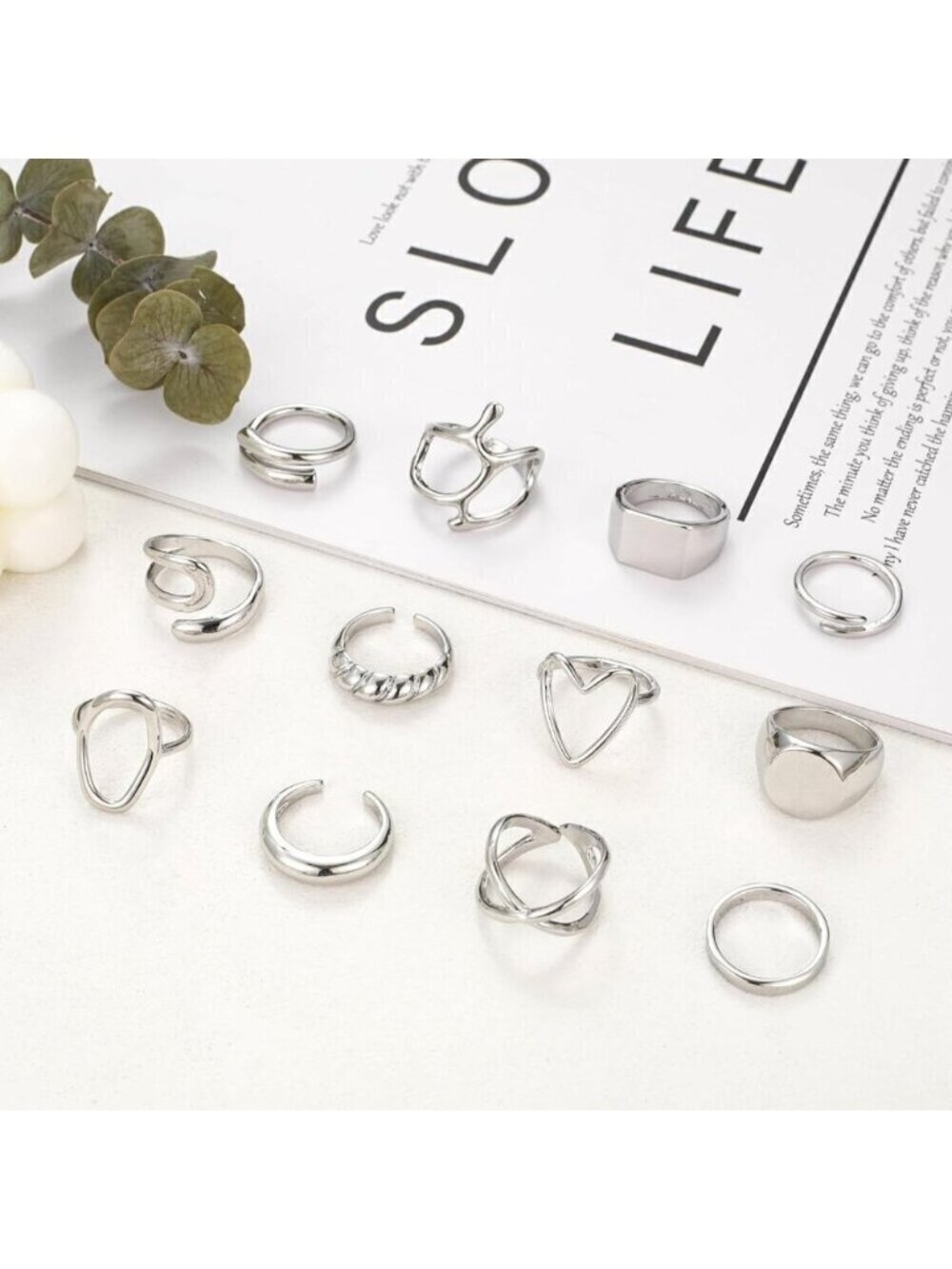 ❤️Women Sliver Rings Set Open Stacking Knuckle Ring, Signet Rings for Gift - Picture 4 of 8